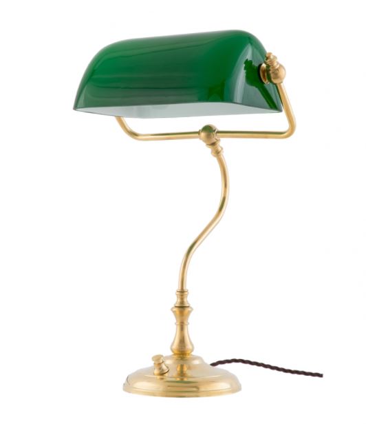 Bankirlampa Mässing, med grön skärm beställningsvara