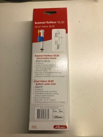 Burlington flottörventil för bottenpåfyllning (Inkommande vatten)