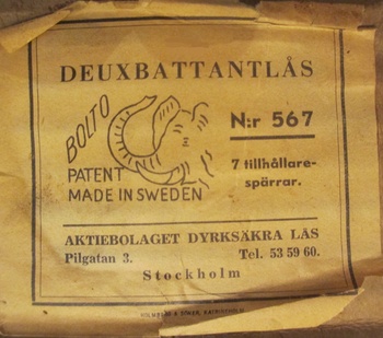 NOS Deuxbattantlås No.567 komplett
