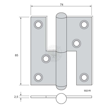 Gångjärn m kullrig knopp 85 mm