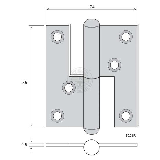 Gångjärn m kullrig knopp 85 mm