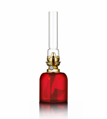 Kungsholmen, fotogenlampa i röd klarglas -Rubinröd-