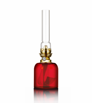 Kungsholmen, fotogenlampa i röd klarglas -Rubinröd-