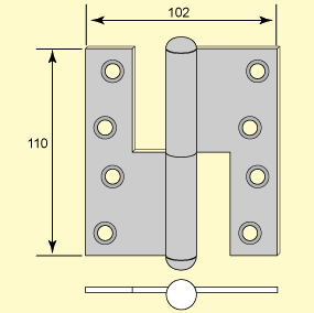 Gångjärn m kullrig knopp 110 mm