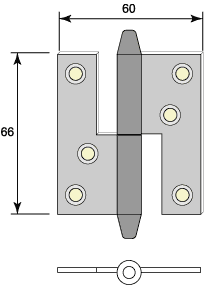 Gångjärn m konisk knopp 66 mm