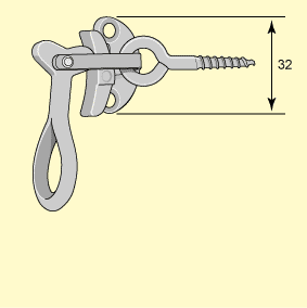 Fönsterlås med hake, nickel, 1930 - 1955