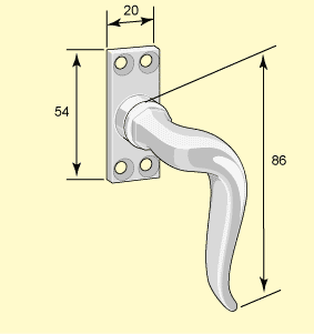 Spanjoletthandtag, mässing, 1920-1940