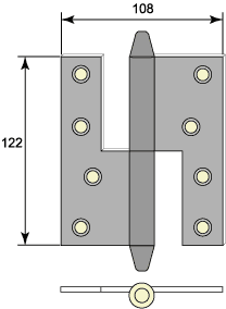 Gångjärn m konisk knopp 122 mm