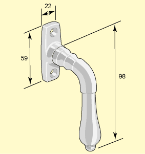 Spanjoletthandtag, nickel, 1895-1910