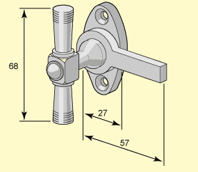 Fönsterklinka, nickel, 1880 - 1920