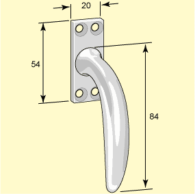 Spanjoletthandtag, nickel, 1920-1940