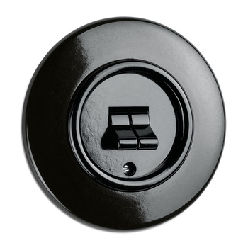 Snäppbrytare m två knappar i svart bakelit, komplett