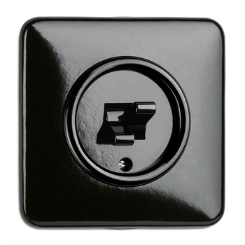 Snäppbrytare m två knappar i svart bakelit, komplett
