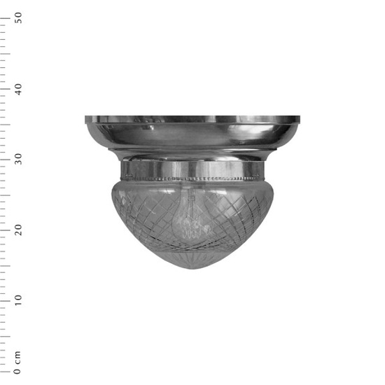 Frödingeplafond i nickel m slipat klarglas, 200 mm